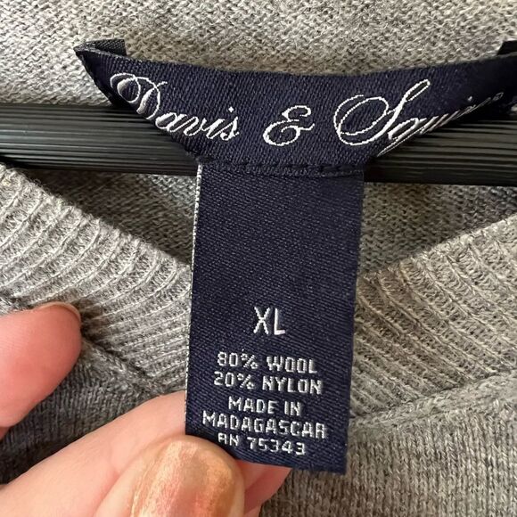 Davis & Squire grey wool blend V-neck long sleeved sweater men’s XL - Picture 2 of 7